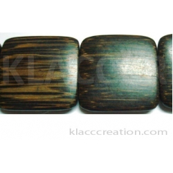 Old Palm Wood Flat Square Beads 35x35x5-6mm Center Side Drilled